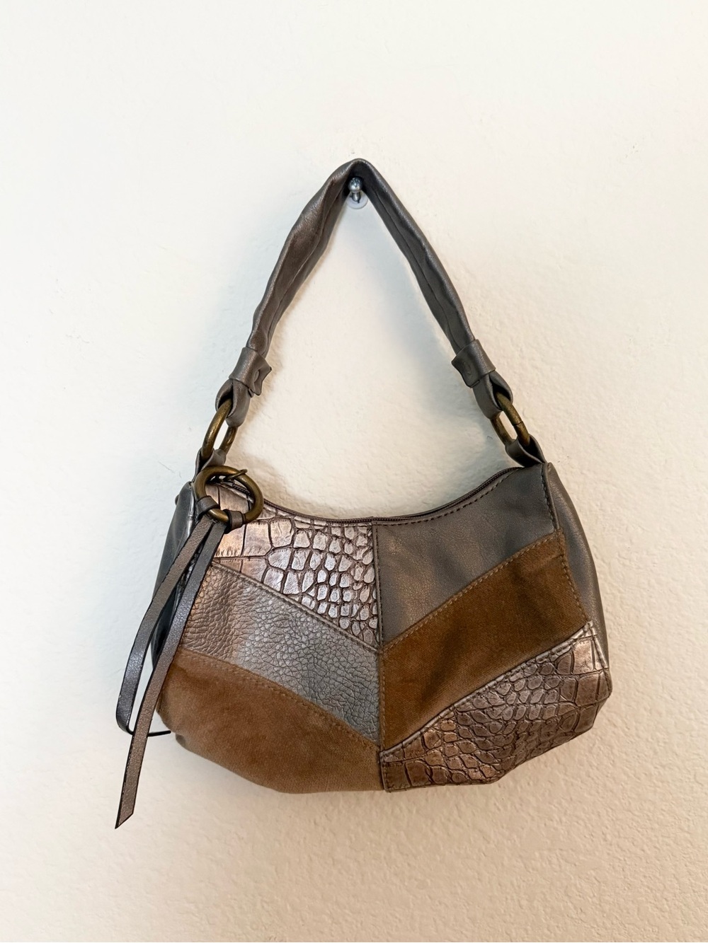 🤎 vintage Y2K nine & company mini patchwork faux snakeskin bag